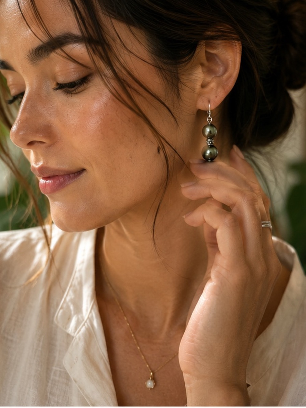 Vintage Green & Silver Dangle Earrings